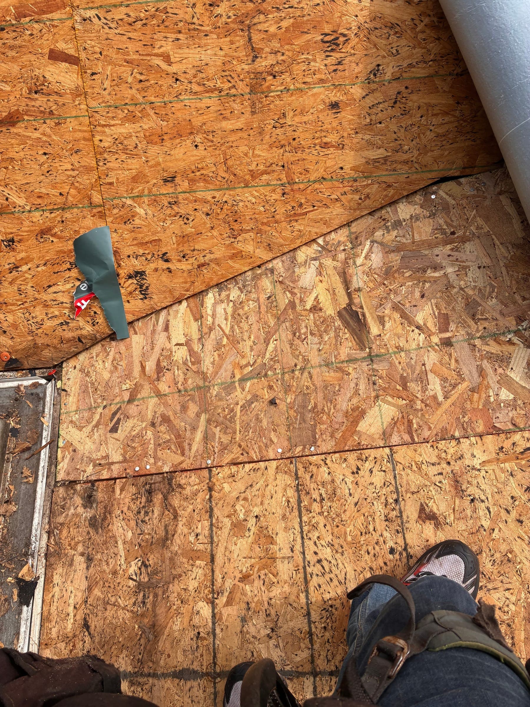 New OSB decking installed where the rotted wood was cut out